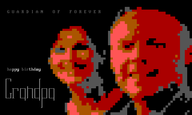 ANSI screen for my dad&#039;s birthday, created using AnsiConvert