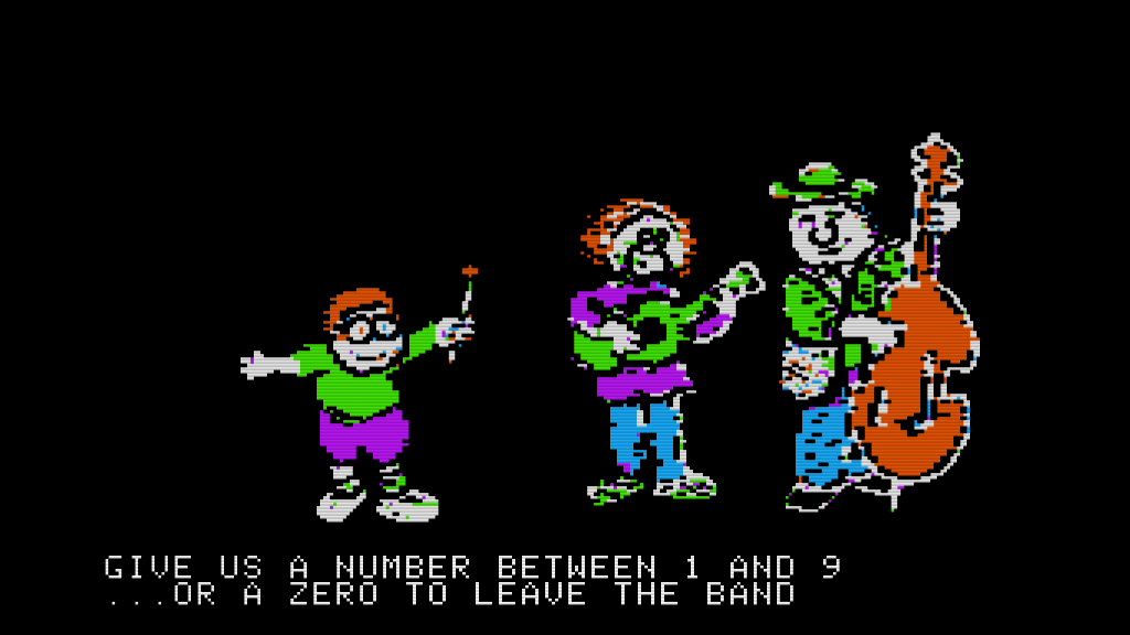 Screenshot of a scene in the Kirschen&#039;s Apple II demo running in the Microm8 emulator.