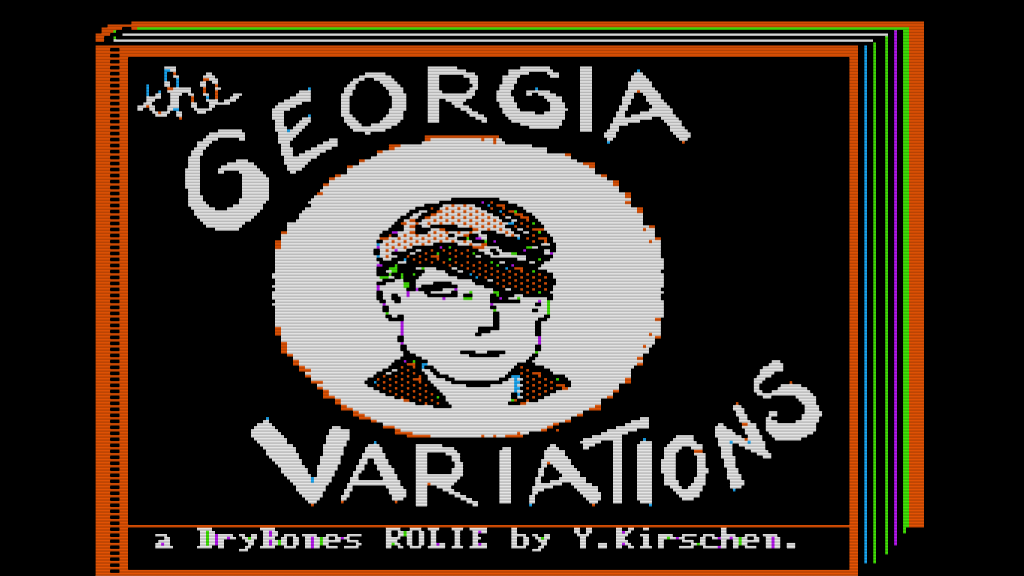 Screenshot of a title screen for the Apple II game &quot;The Georgia Variations&quot; running in the Microm8 emulator.